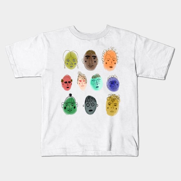 Faces Kids T-Shirt by Kamaloca